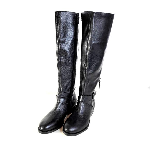 Nine West Shoes - New - Nine West Black Riding Knee High Leather Long Black Boots Womens Size 6